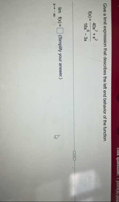 Give a limit expression that describes the left