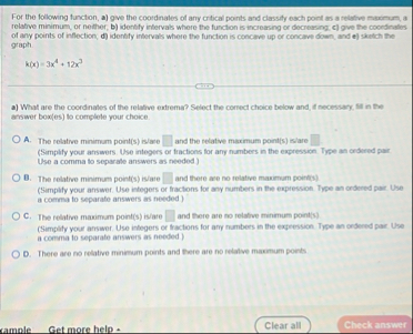 For the following function, a ) give the