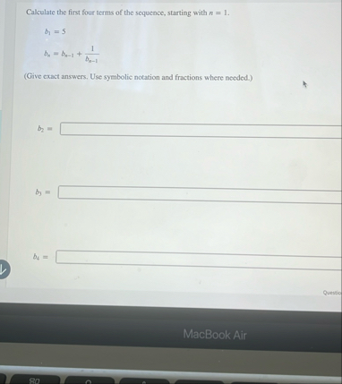 Calculate the first four terms of the sequence,
