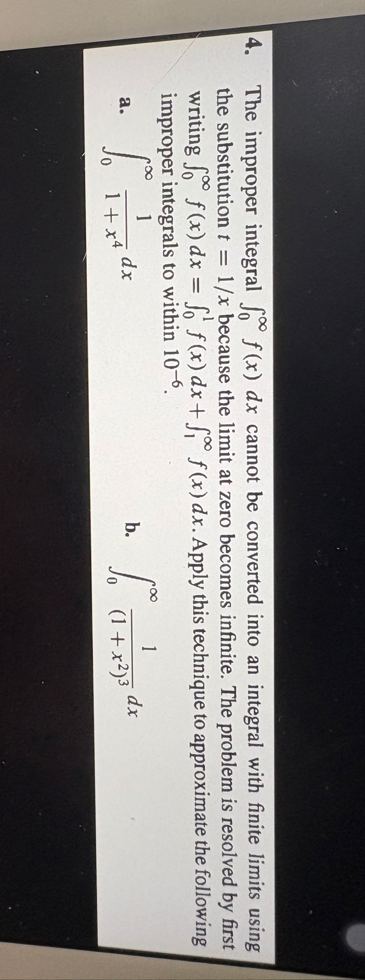 The improper integral 0 f ( x ) d x cannot be