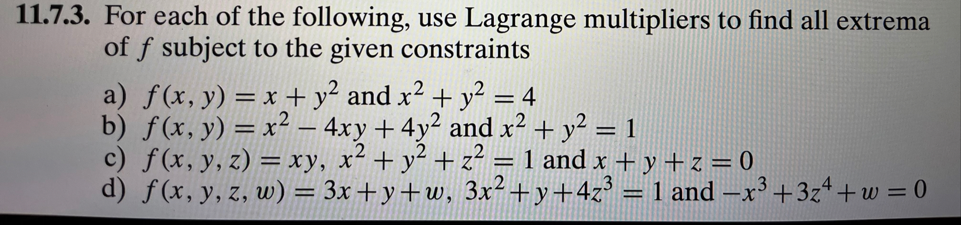 1 1 . 7 . 3 . For each of the following, use
