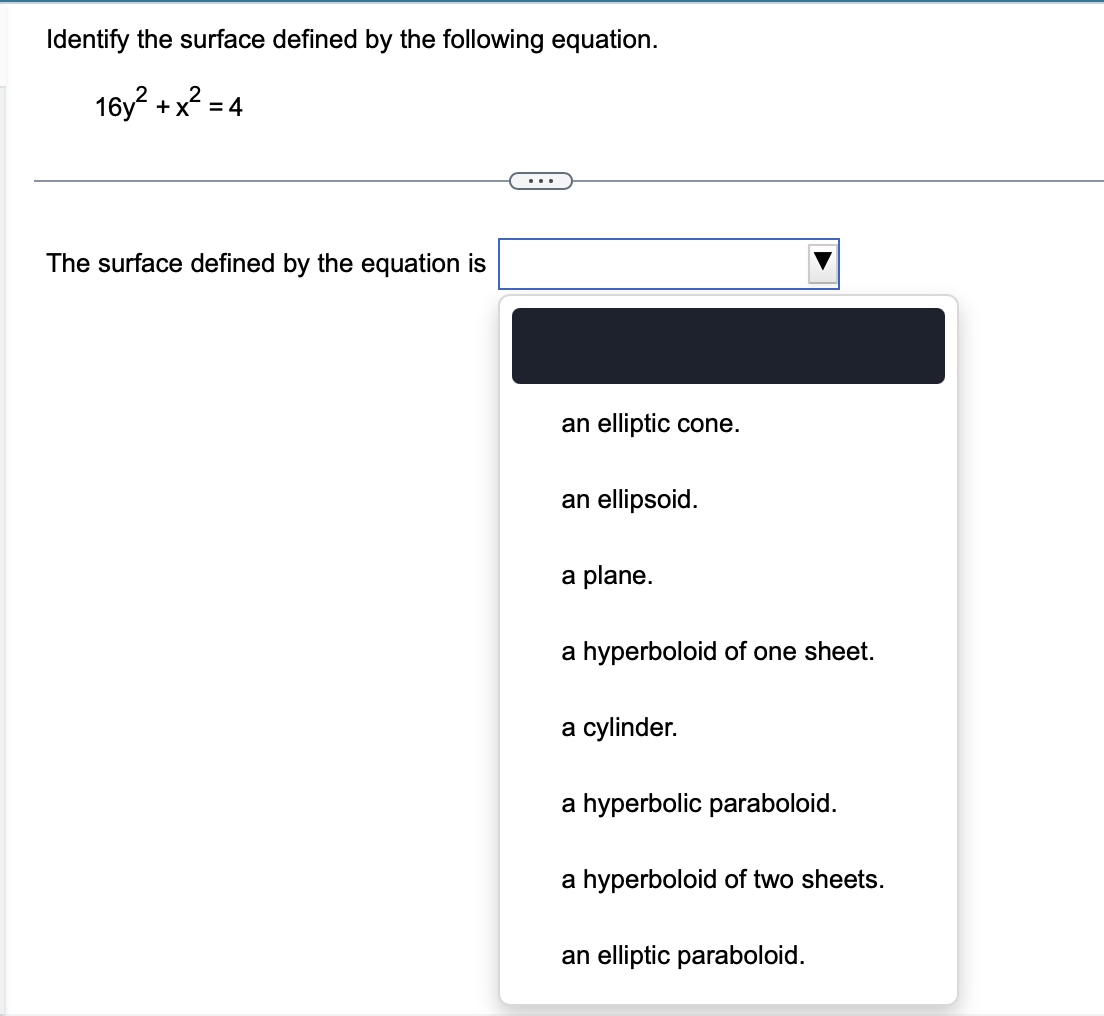 Identify the surface defined by the following