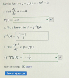 For the function y = f ( x ) = - 4 x 3 - 5 5 a .