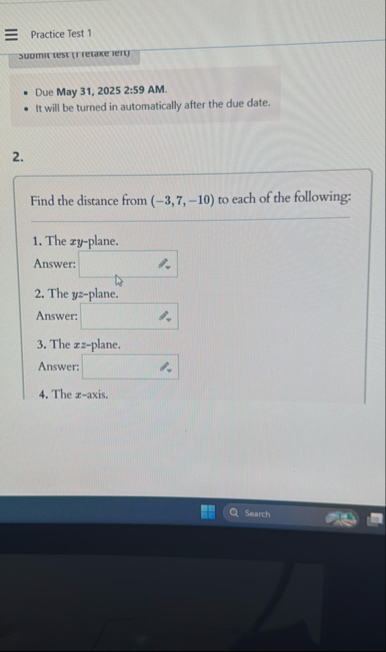 Practice Test 1 summutest ( 1 ) tetake tety ) Due