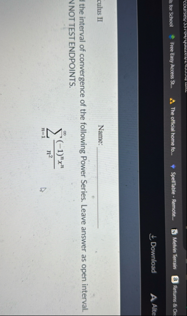 Download Alte culus II Name: q , I the interval