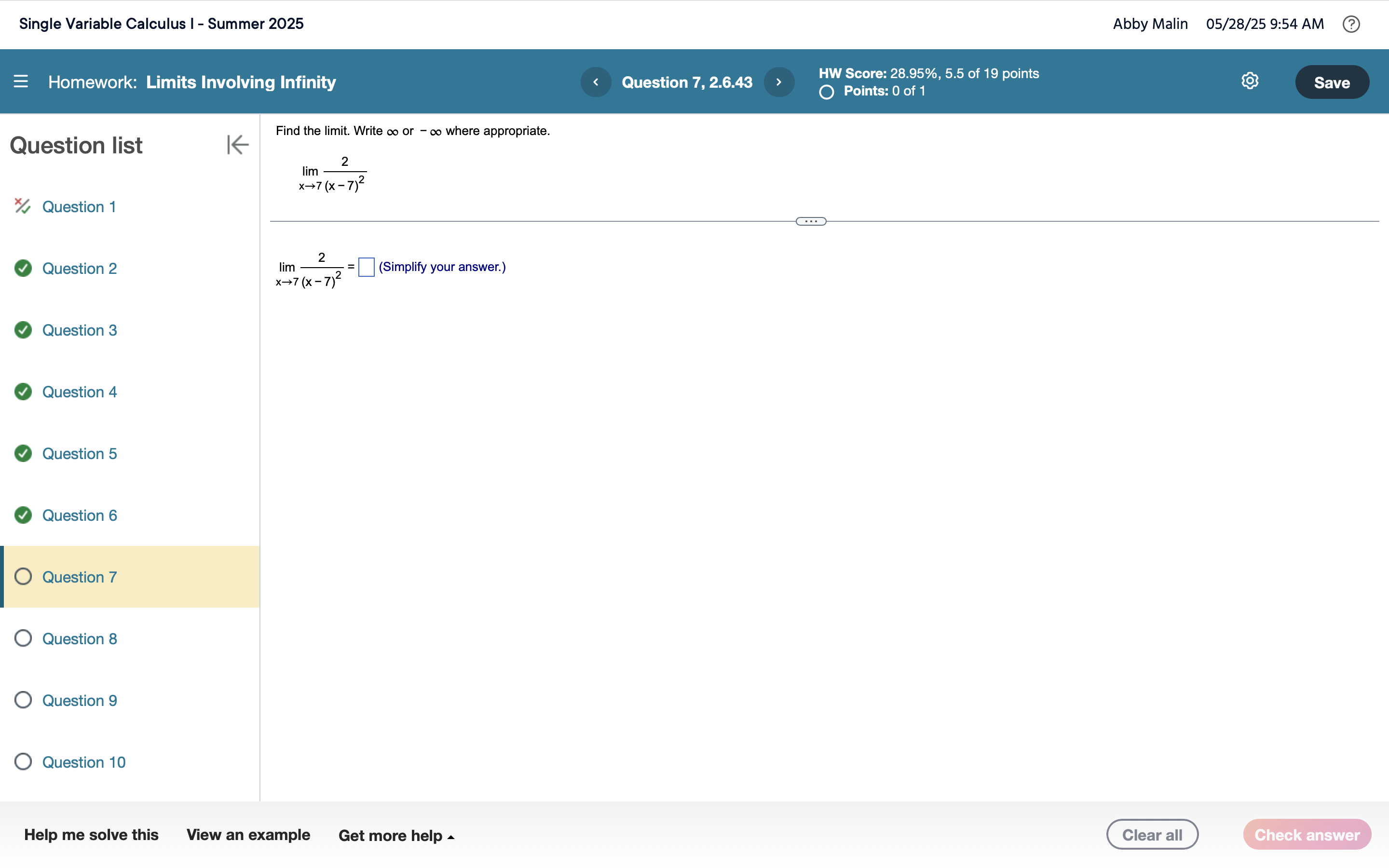 Find the l i m i t . Write o r - where