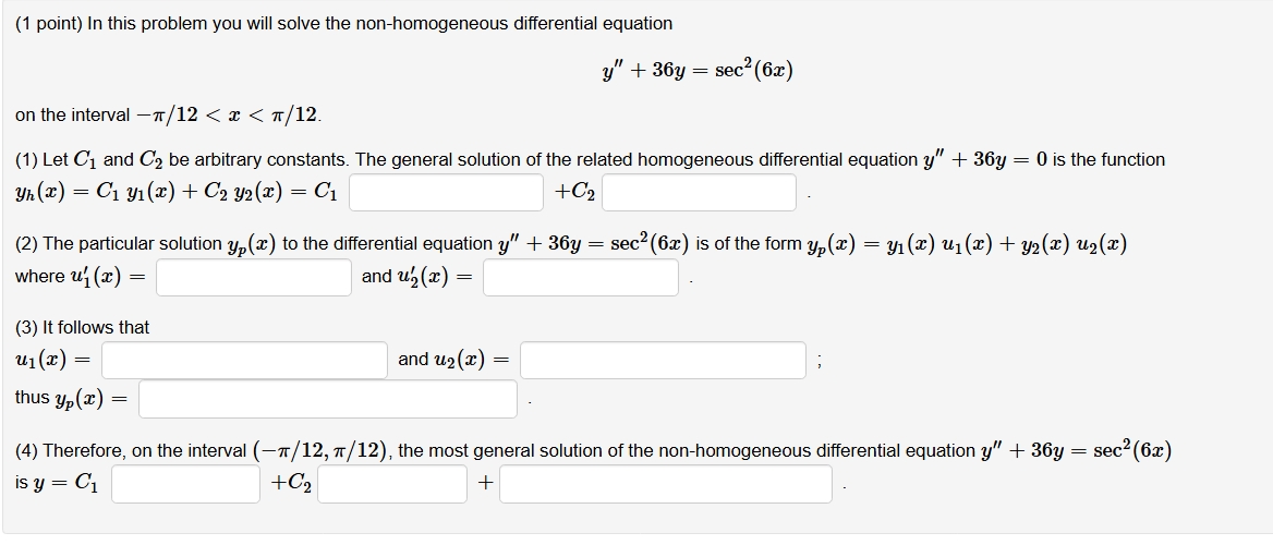 ( 1 point ) I n this problem you will solve the