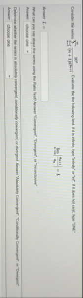 Consider the series n = 1 1 0 n ( n + 1 ) 8 2 n +
