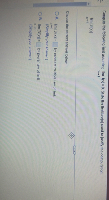 Compute the following limit assuming lim x 1 f (