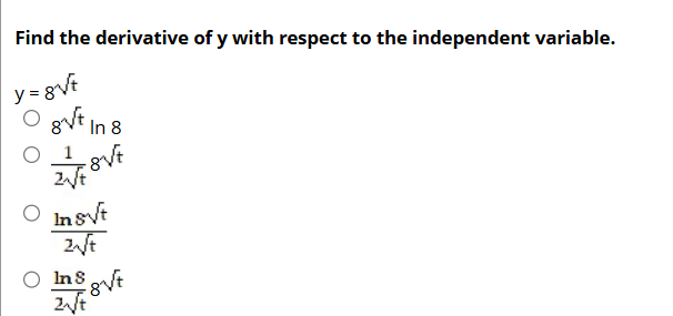 Find the derivative o f y with respect t o the