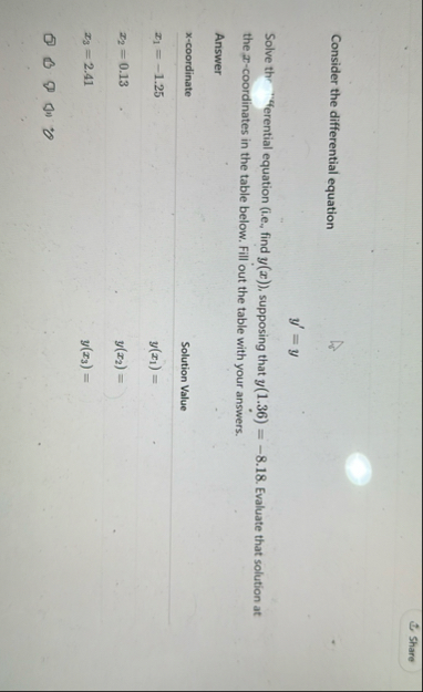 Consider the differential equation y ' = y Solve