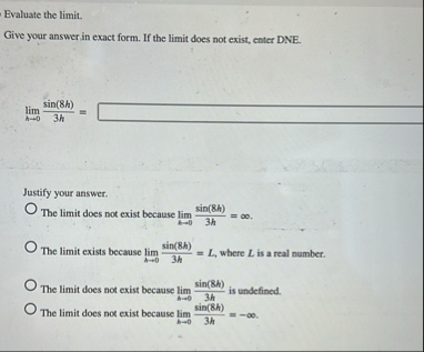 Evaluate the limit . Give your answer in exact