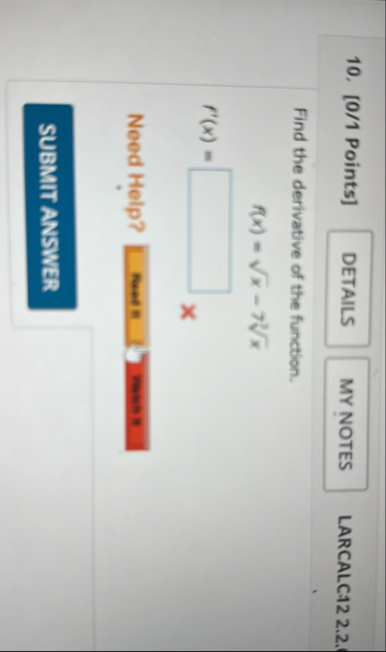 [ 0 / 1 Points ] LARCALCA 2 2 . 2 . Find the