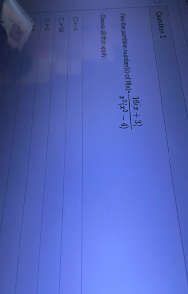 Question 1 Find the partition number ( s ) of R (