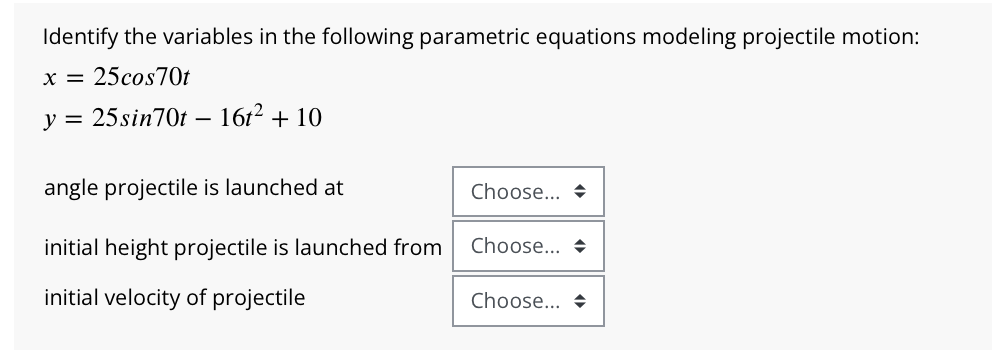 Identify the variables i n the following