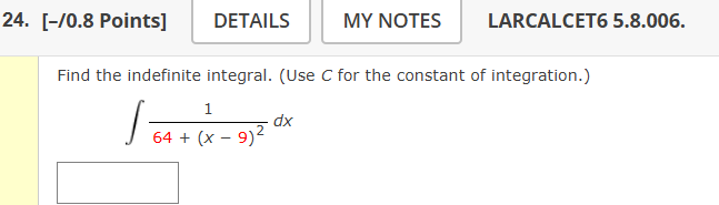 C for the constant of integration. \ int ( 1 ) /