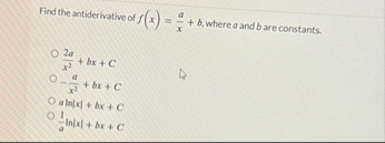 Find the antiderivative of f ( x ) = a x b ,