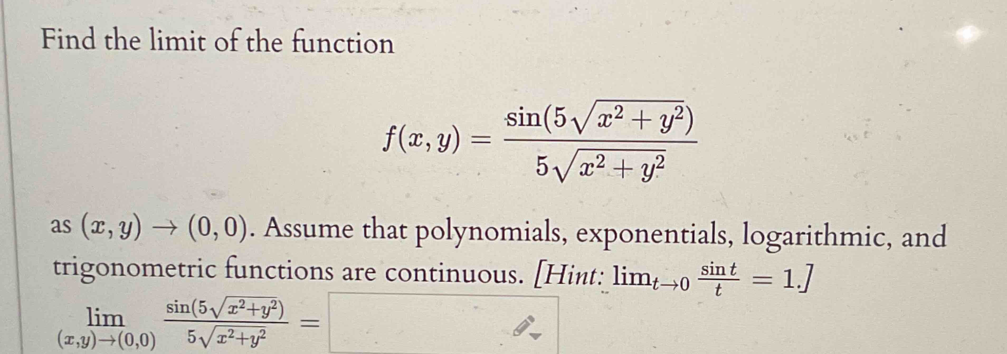 Find the l i m i t o f the function f ( x , y ) =