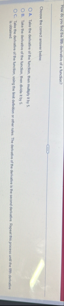 How do you find the firth derivative of a