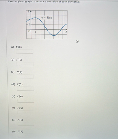 Use the given graph to estimate the value of each