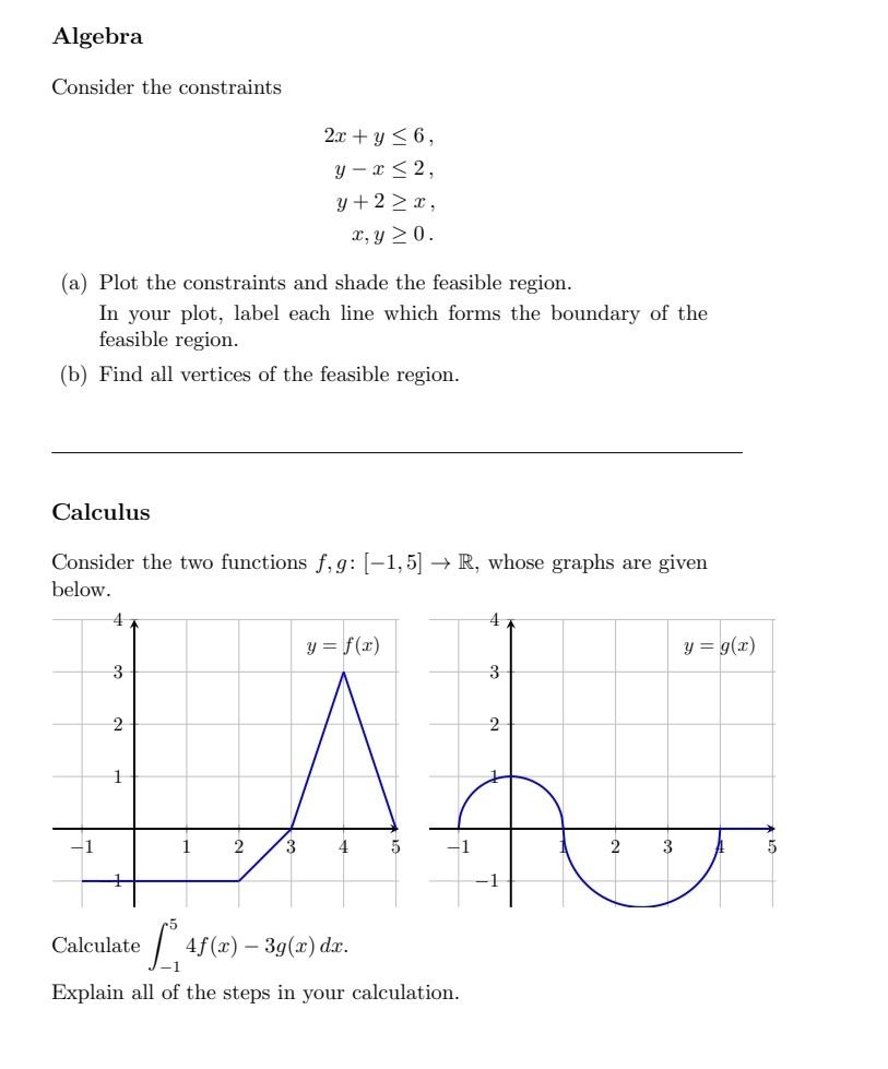 Algebra Consider the constraints 2 x + y 6 y - x