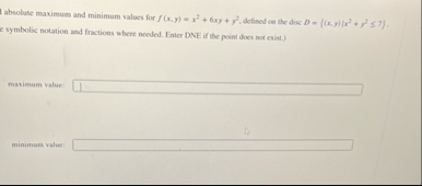 I absolute maximum and minimum values for f ( x ,