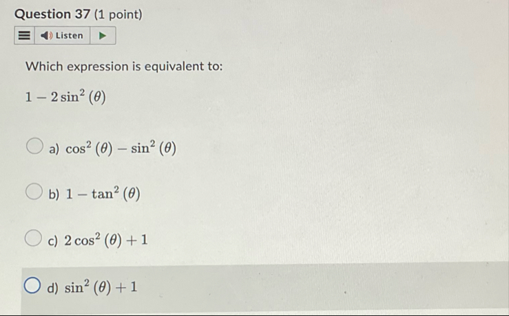 Question 3 7 ( 1 point ) Which expression is
