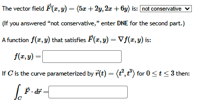 The vector field vec ( F ) ( x , y ) = ( : 5 x +