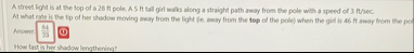 A street light is at the top of a 2 8 ft pole. A