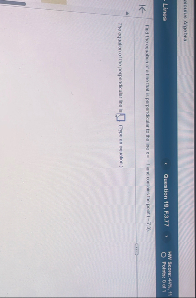 alculus Algebra Lines Question 1 9 , F . 3 . 7 7