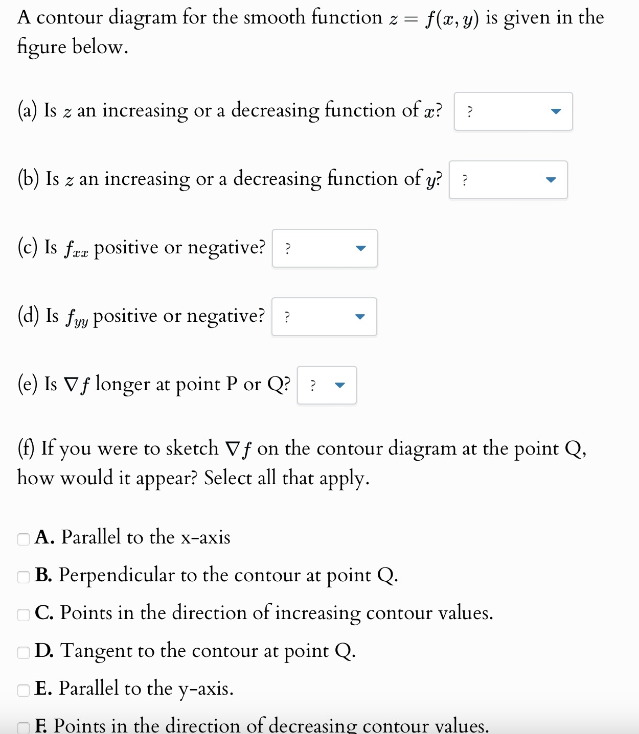 A contour diagram for the smooth function \ ( z =