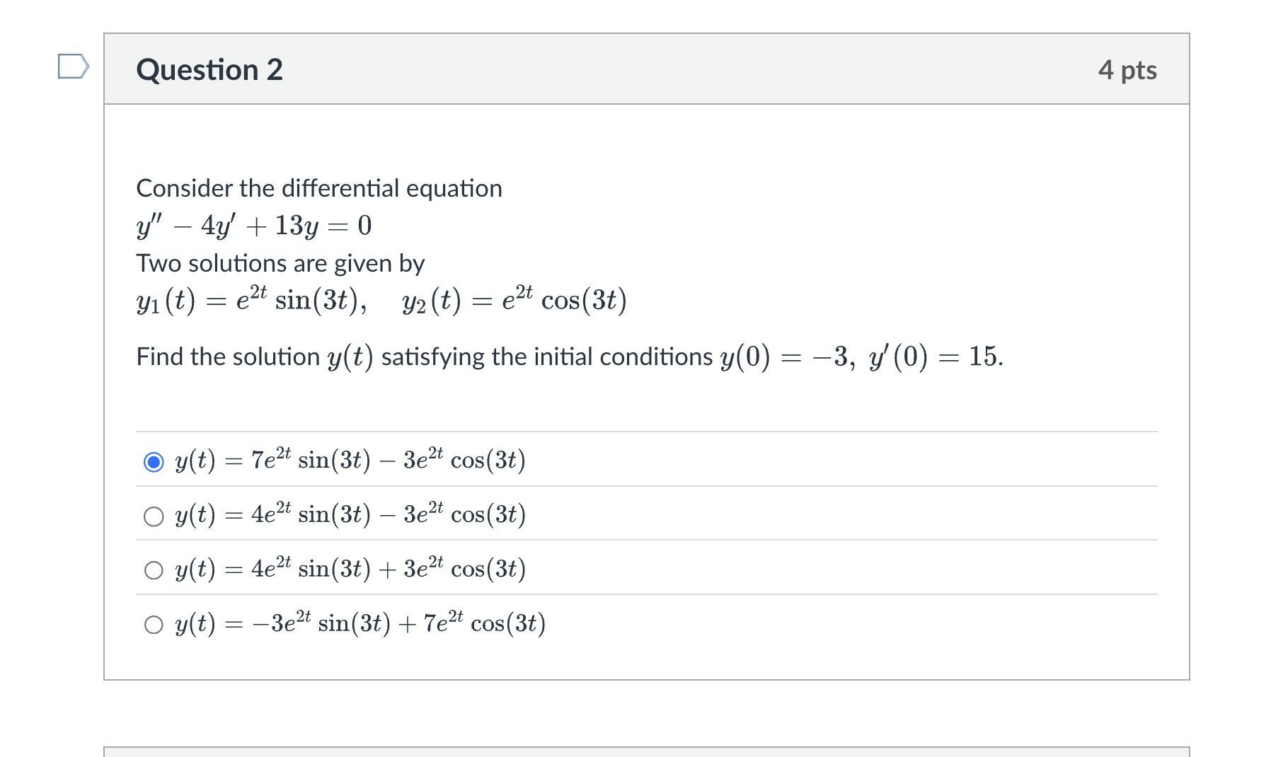 Question 2 Consider the differential equation y '
