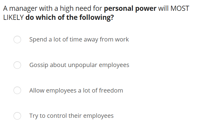 A manager with a high need for personal power