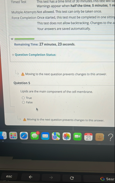Timed Test This test has a time limit of 3 0