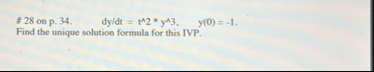 ? ? # 2 8 o n p . 3 4 . , d y d t = t 2 ? * * y 3