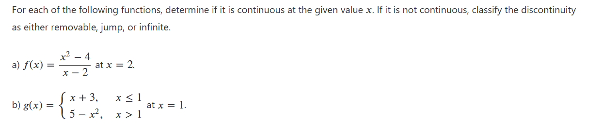 For each o f the following functions, determine i