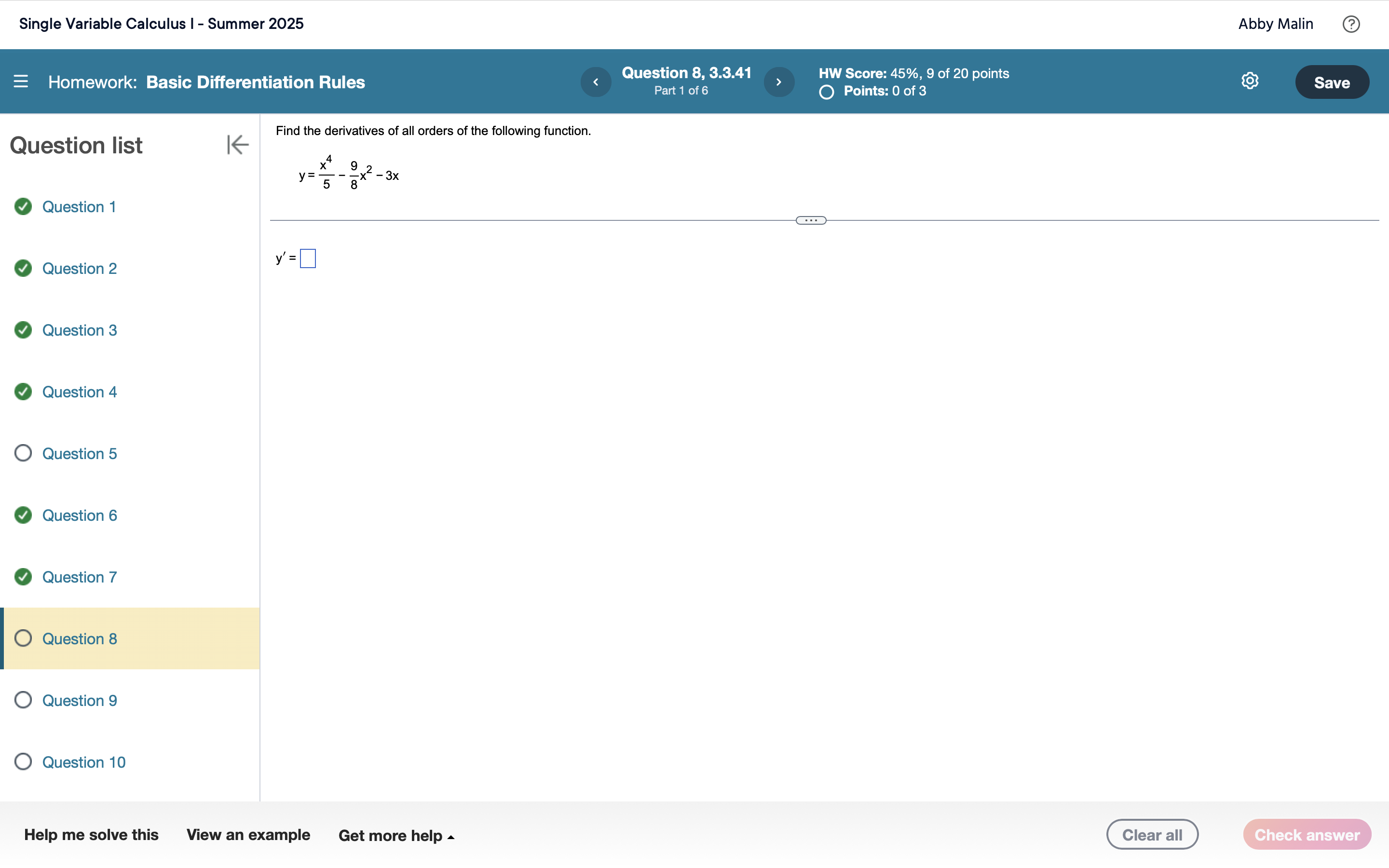 Find the derivatives o f all orders o f the
