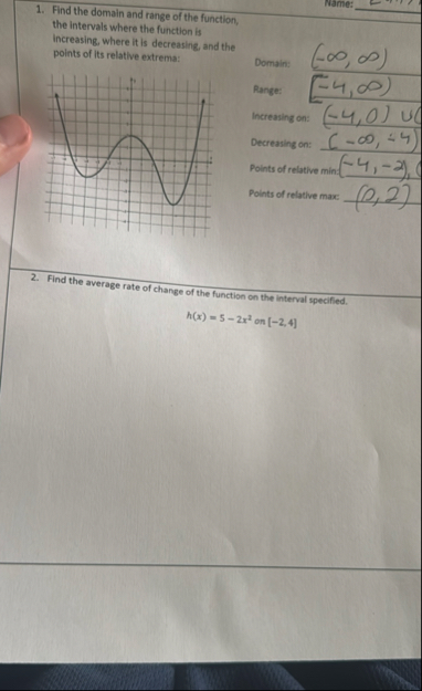 Find the domain and range of the function, the