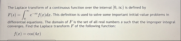 The Laplace transform of a continuous function