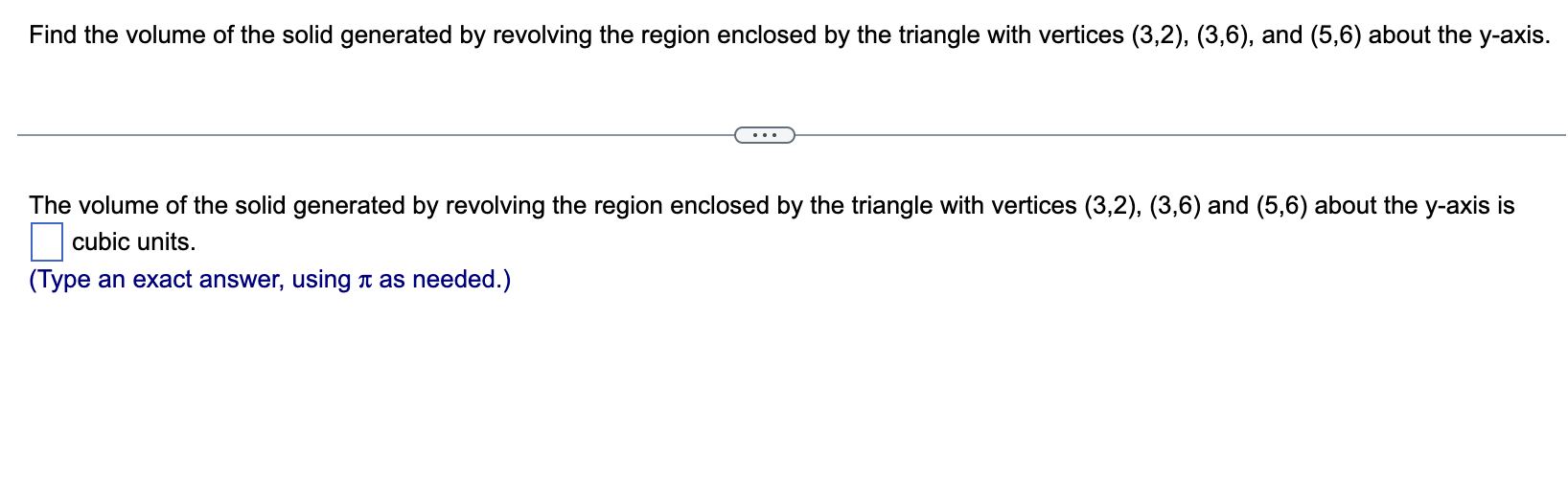 Find the volume o f the solid generated b y