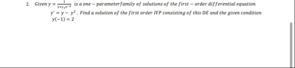 Given y = 1 1 c 1 e - x is a one - parameter