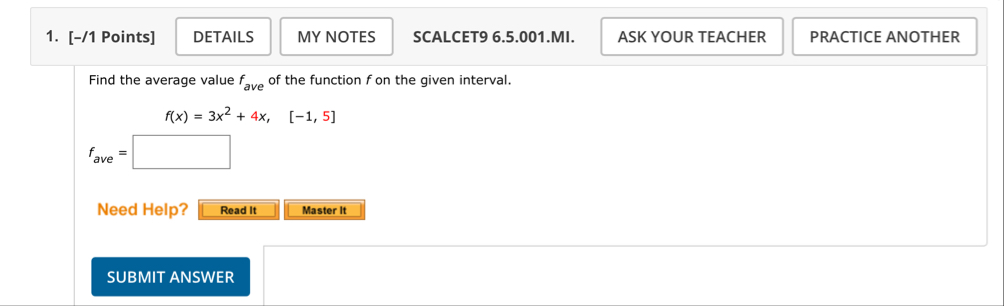 [ - / 1 Points ] SCALCET 9 6 . 5 . 0 0 1 . MI .