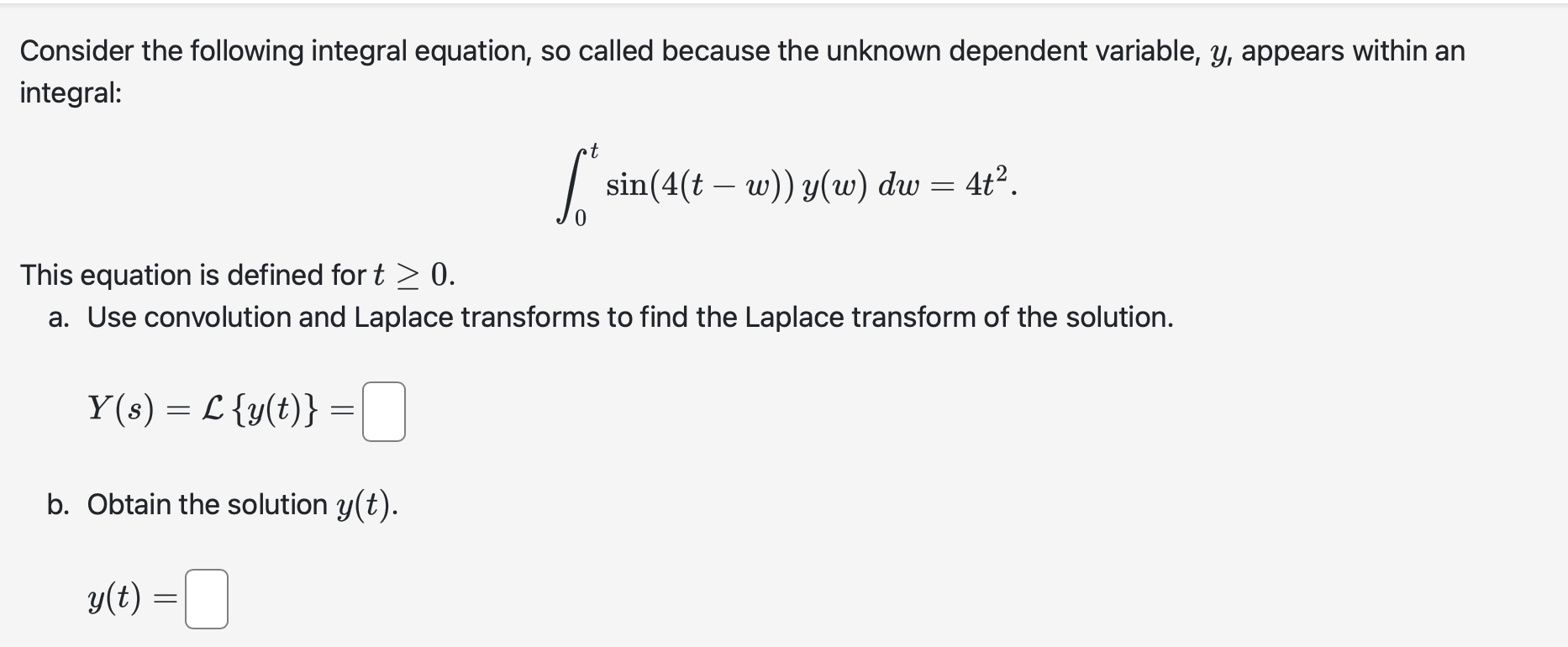 Consider the following integral equation, s o
