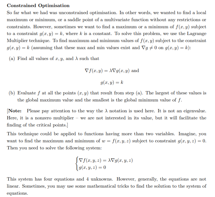 Constrained Optimisation S o far what w e had was