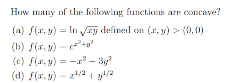 How many o f the following functions are concave?