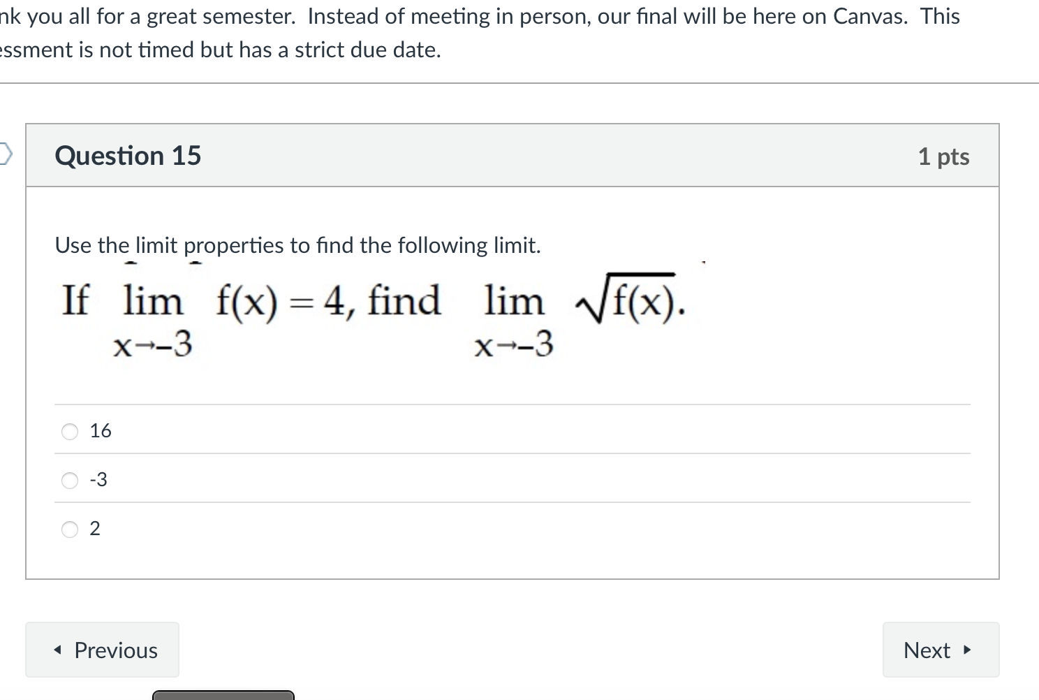 n k you all for a great semester. Instead o f