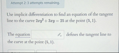 Use implicit differentiation to find an equation