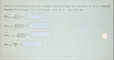 Calculate the following limits . For a number,