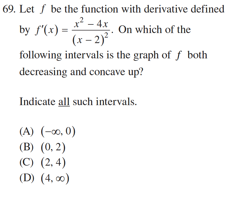 Let f b e the function with derivative defined b