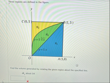 Three regions are defined in the figure. Find the